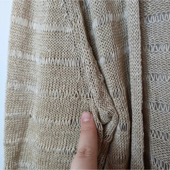Lord & Taylor 100% Linen Beige Open Front Knit Cardigan Women Large - Picture 7 of 10